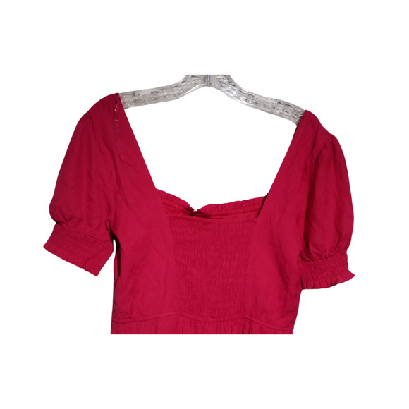 Trixxi Women's Size Medium Fuchsia Puff Sleeve Ruffle Flare Dress - Picture 2 of 7